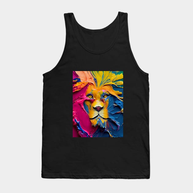 Lion in colored pieces of paint. Tank Top by RulizGi